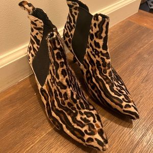Anine Bing Leopard Print Calf Hair Heeled Booties size 39